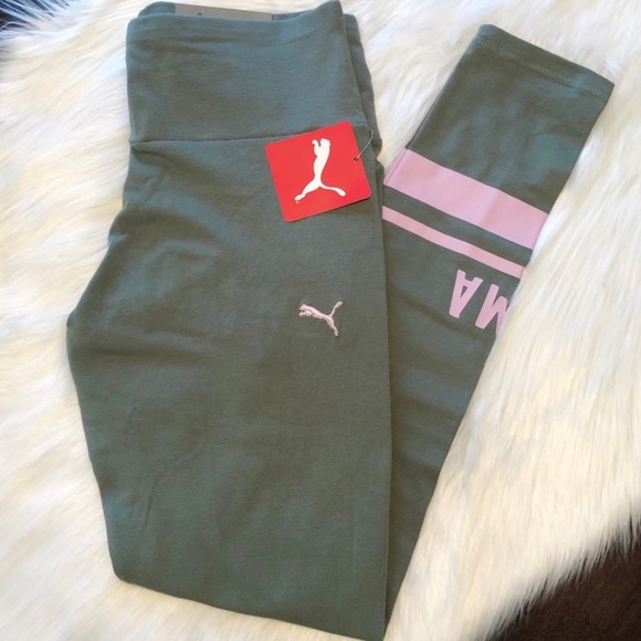 PUMA Logo Leggings in Olive Army Green NWT - Picture 9 of 13
